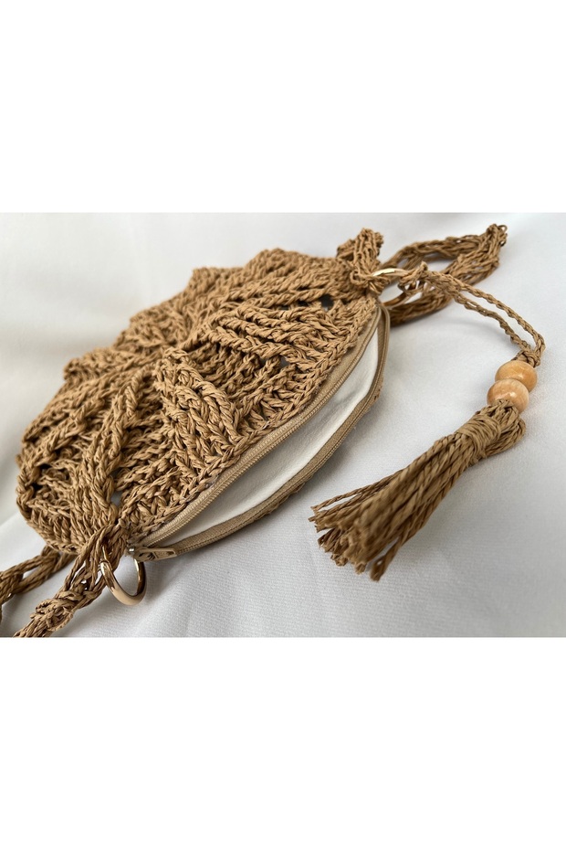 Makaron Çanta / Hasır Çanta / Bohem Çanta / El Örgüsü Hasır Çanta / Kağıt İp Çanta - 3