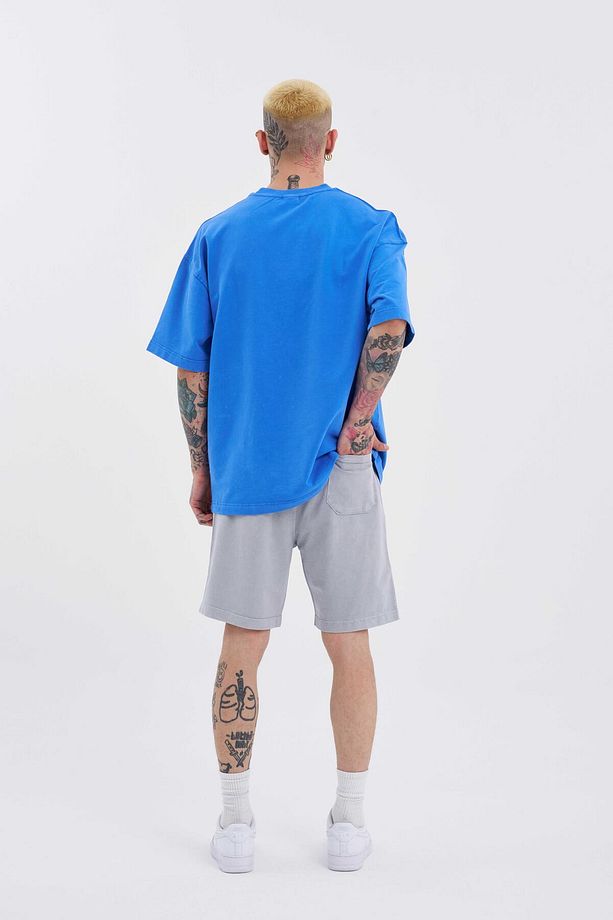 Erkek Luxury Basic Yıkamalı Relaxed Gri Şort - 6