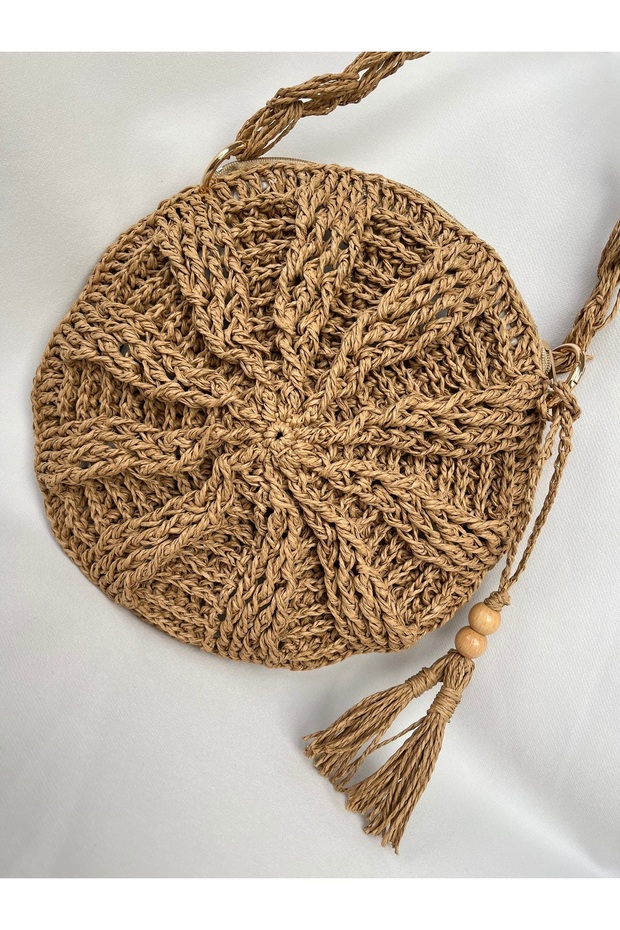 Makaron Çanta / Hasır Çanta / Bohem Çanta / El Örgüsü Hasır Çanta / Kağıt İp Çanta - 4