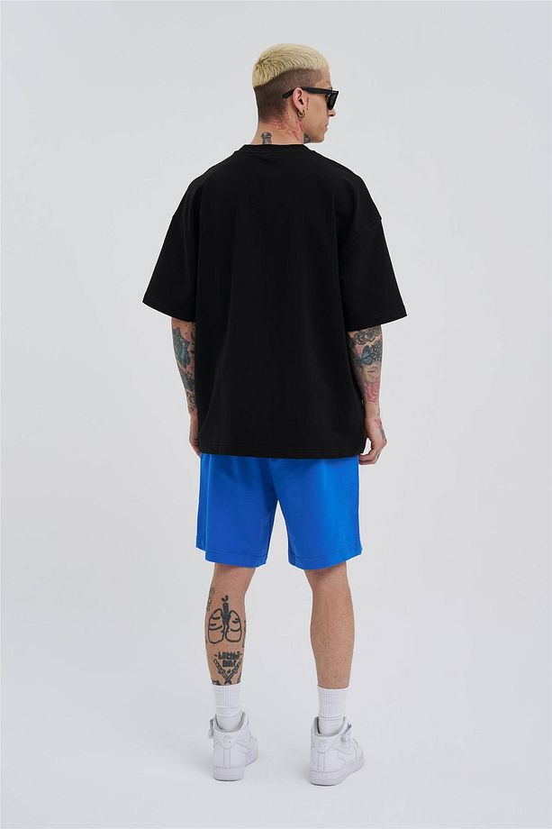 Erkek Basic Oversize Açık Mavi Şort - 6