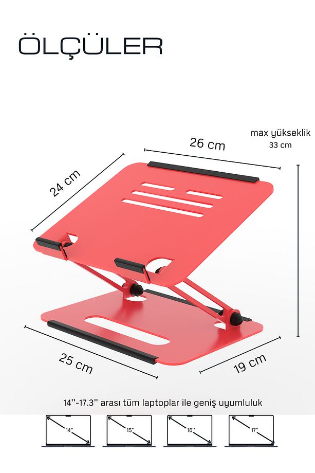 Basic -2 Tüm Modellerle Uyumlu Metal Kolay Ayarlanır Katlanabilir Ergonomik Laptop Standı Yükseltici - 3