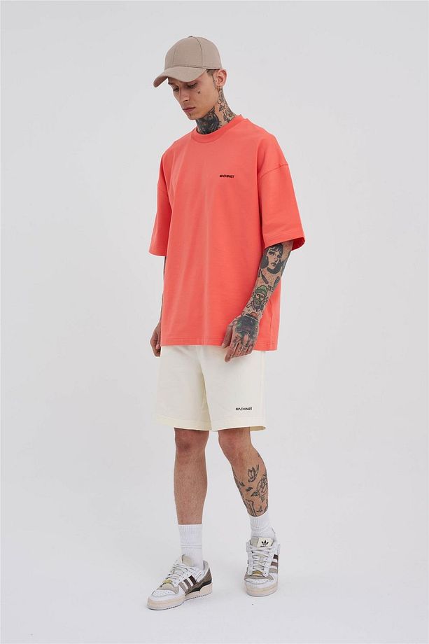 Erkek Cepli Basic Oversize Krem Şort - 4