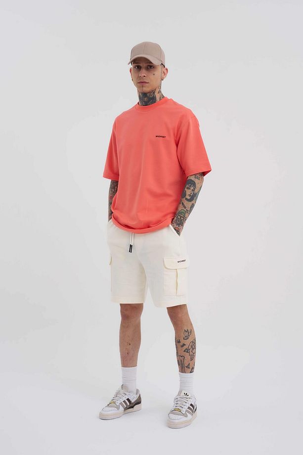 Erkek Solid Basic Relaxed Pamuklu Pembe Tişört - 4