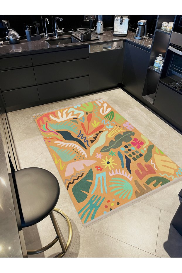 Asena Collection Multicolor Abstract Mixed Shapes Patterned Creative Modern Decorative Carpet 41