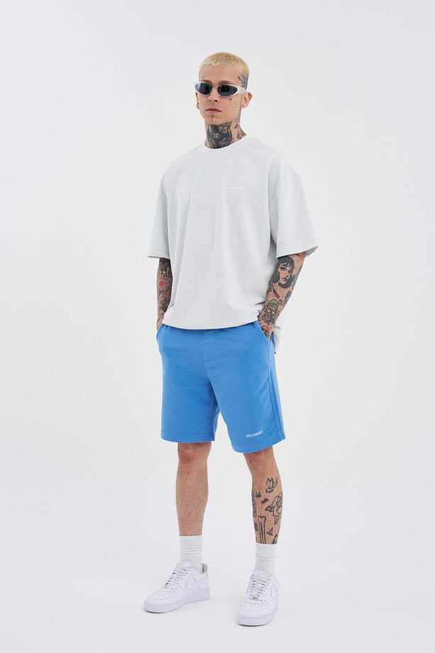 Erkek Luxury Basic Yıkamalı Relaxed Mavi Şort - 1