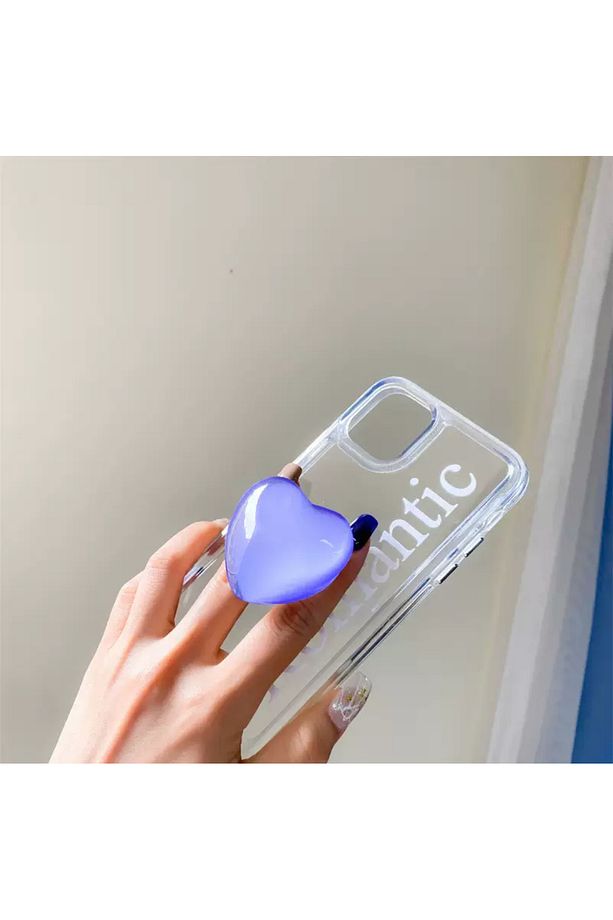 Popsocket Yapışkanlı Kalp Telefon Tutacağı Kalp Şekilli Akrilik Epoksi Yüzey Parmak Tutucu - 4