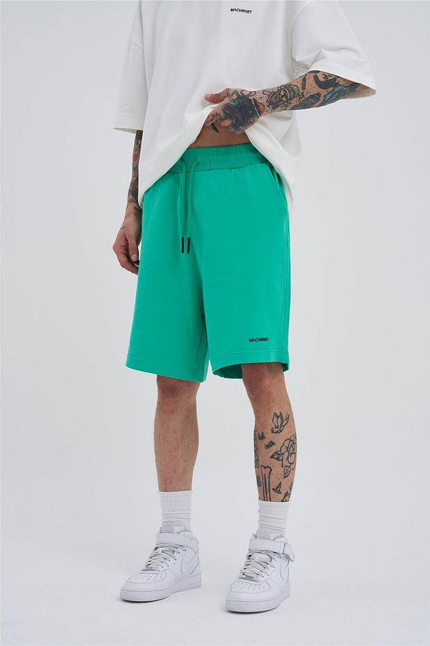 Erkek Basic Oversize Yeşil Şort - 1