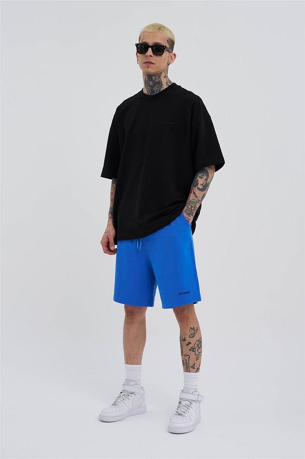 Erkek Basic Oversize Açık Mavi Şort - 5