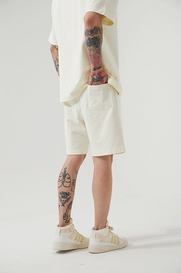 Erkek Basic Relaxed Krem Şort - 4