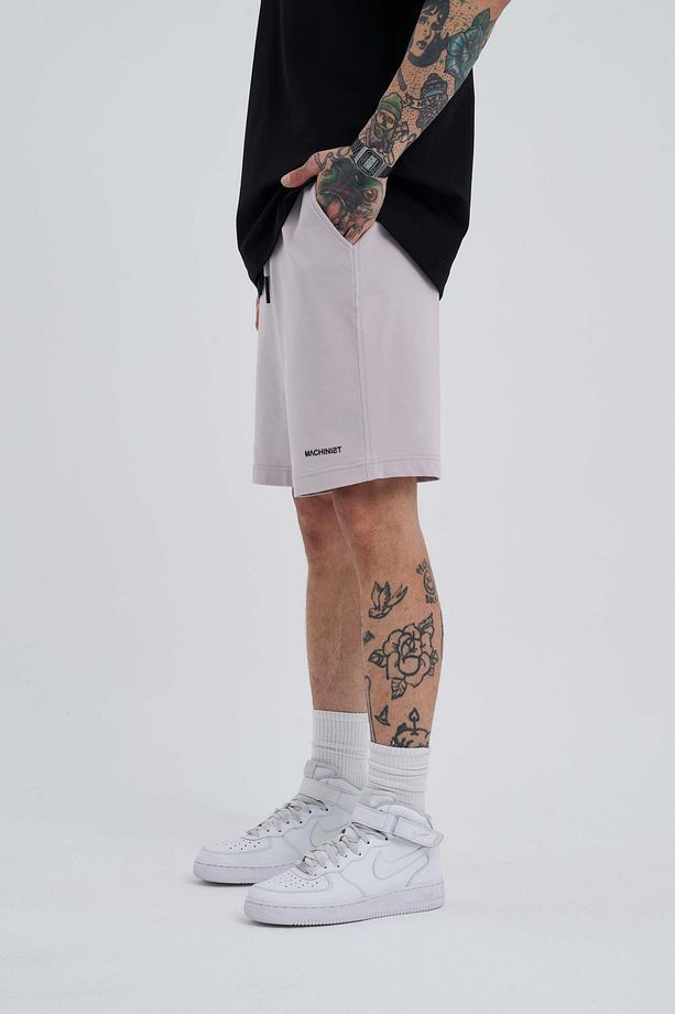 Unisex Relaxed Basic Şort Açık Gri - 4