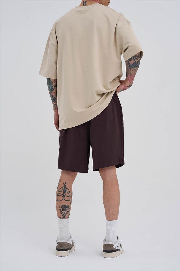 Erkek Basic Oversize Kahve Şort - 4