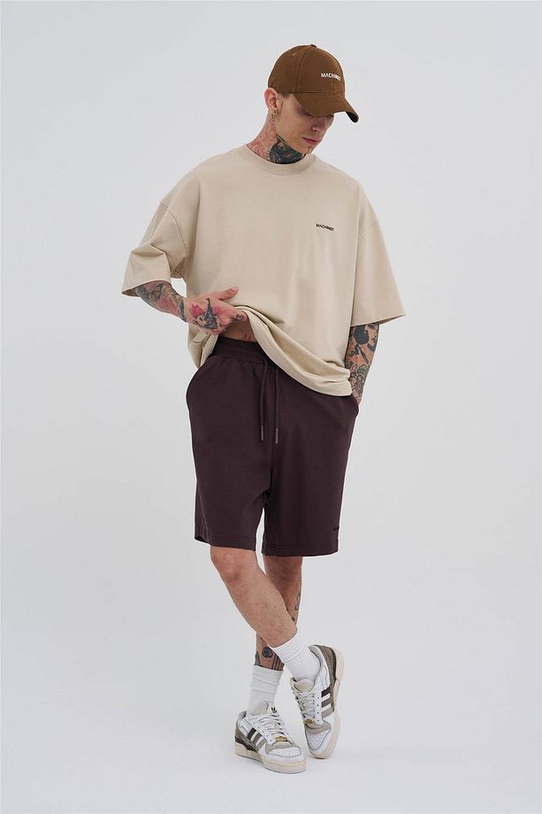 Erkek Basic Oversize Kahve Şort - 6