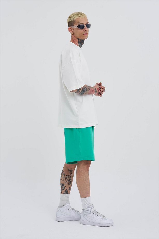 Erkek Basic Oversize Yeşil Şort - 7