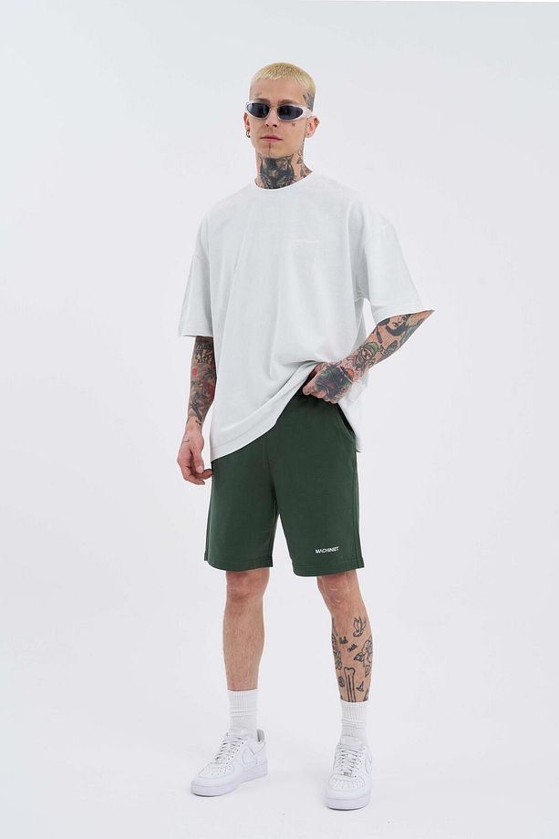 Erkek Luxury Basic Yıkamalı Relaxed Haki Şort - 1