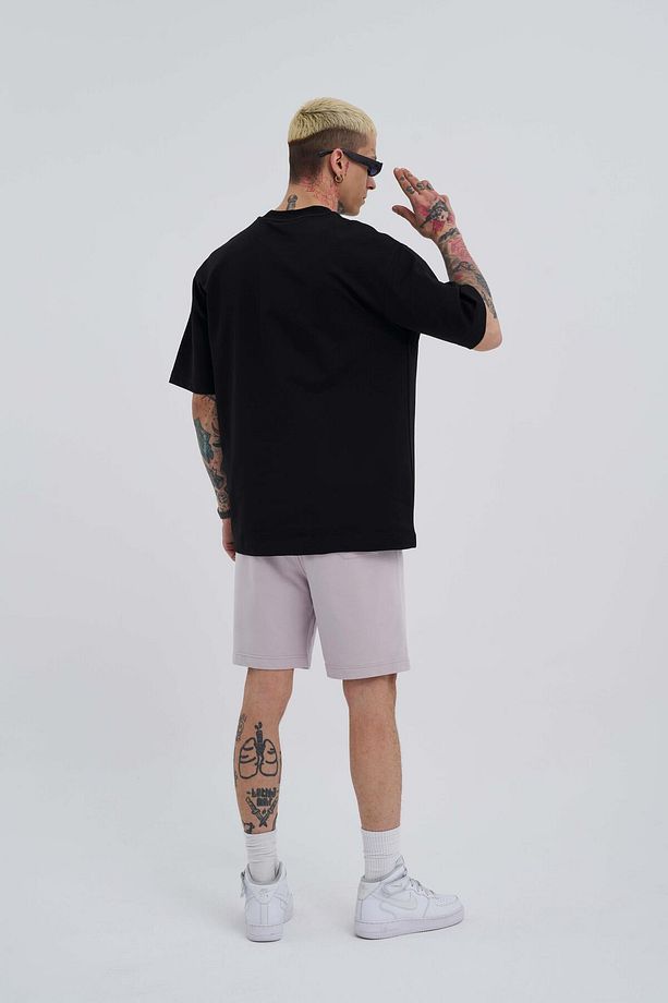 Unisex Relaxed Basic Şort Açık Gri - 6