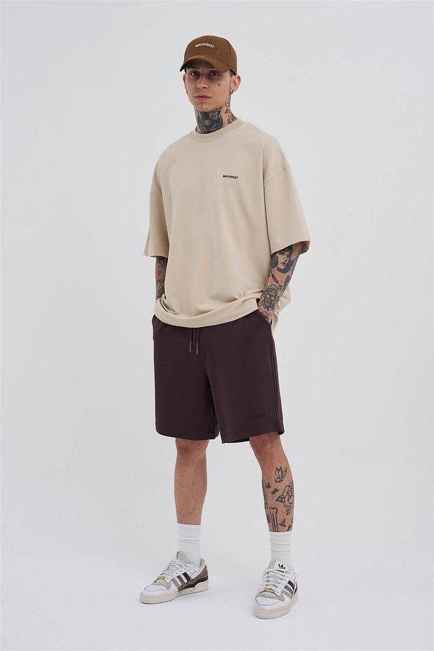 Erkek Basic Oversize Kahve Şort - 5
