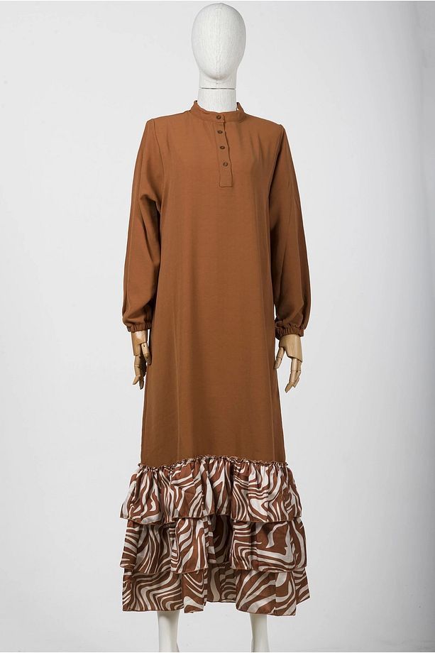 İNVEE 6807 Kahve Elbise - 1