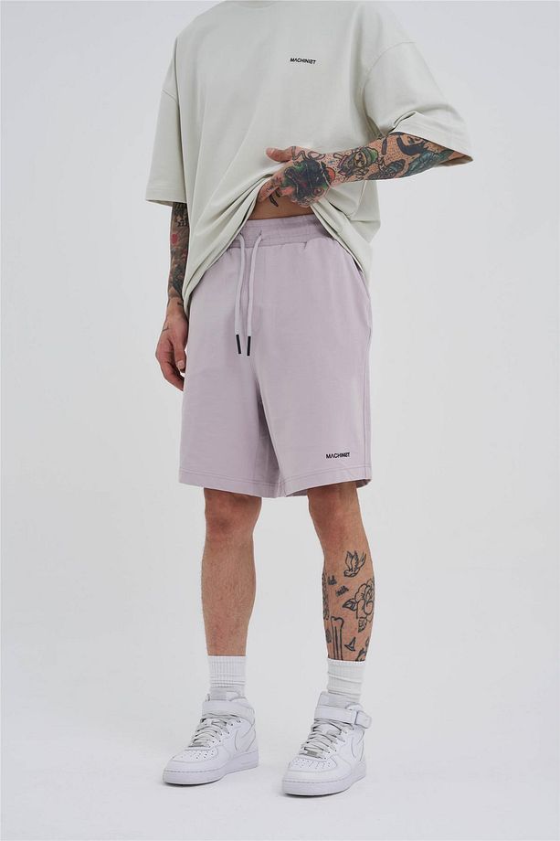 Erkek Basic Oversize Açık Gri Şort - 1