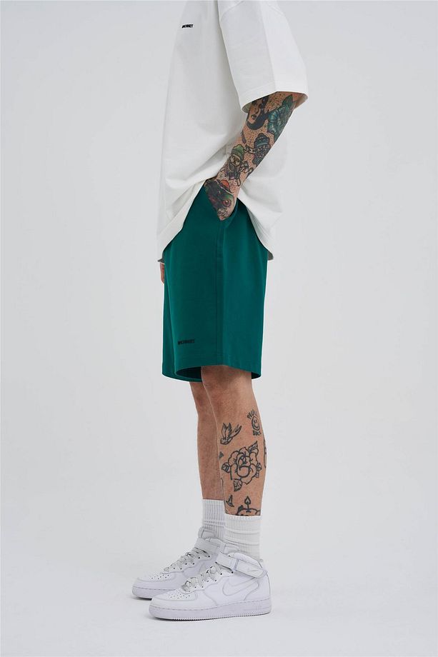 Erkek Basic Oversize Koyu Yeşil Şort - 3