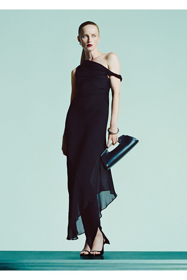 Asimetrik pilili elbise - 5