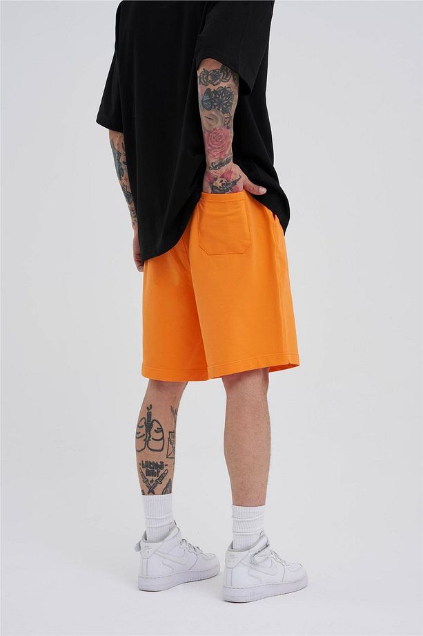Erkek Cepli Basic Oversize Turuncu Şort - 4