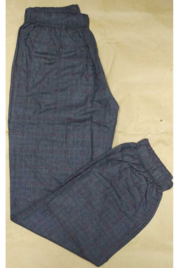 POPLİN FLANEL DOKUMA   PAÇA  LASTİKLİ TEK ALT PANTOLON PİJAMA  0809 - 4