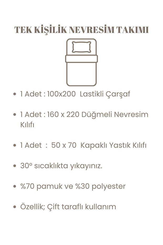 Ruby Desenli Tek Kişilik, Lastikli Çarşaflı, Çift Taraf Kullanımlı Nevresim Takımı - 3
