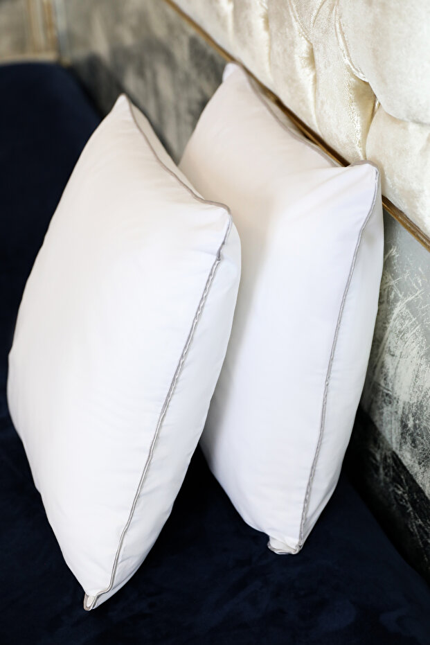 Down Feather Throw Pillow- with Silver Piping