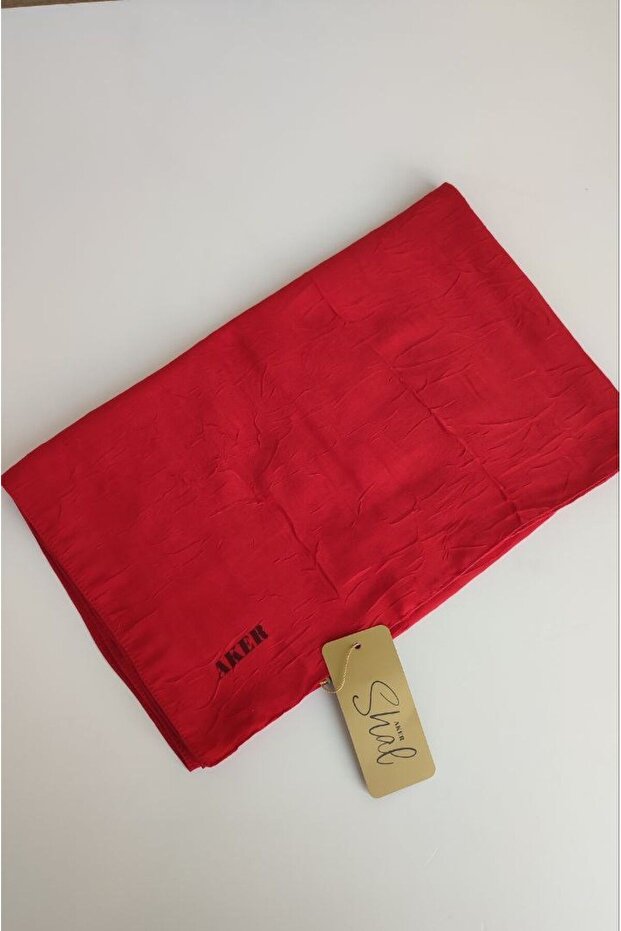 Kırmızı Bambu Kraş Şal - 4