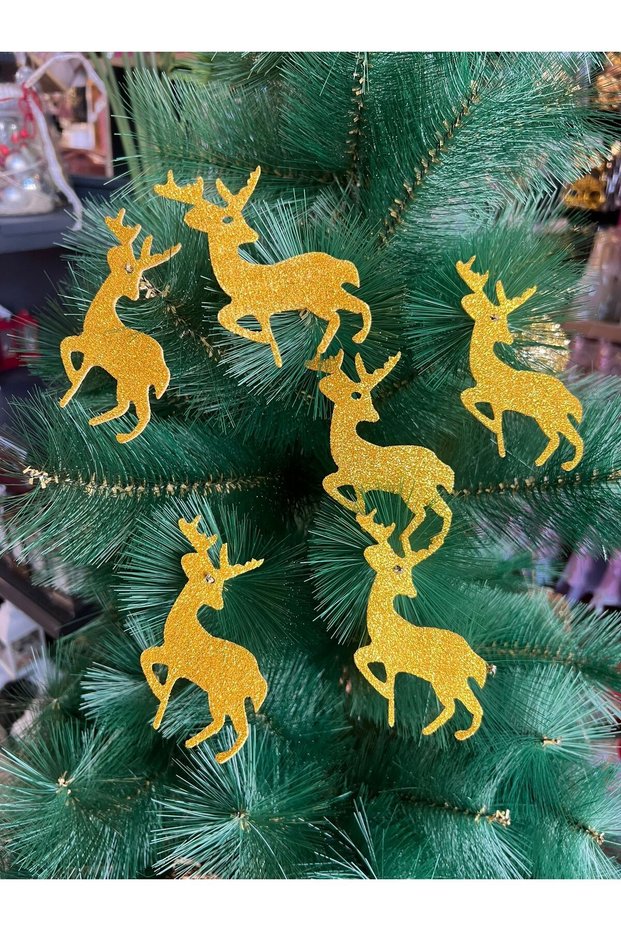 Deer Christmas Gold Gold Eva Deer Christmas Tree Ornament Set of 6 Glittery Eva Christmas Tree Ornament
