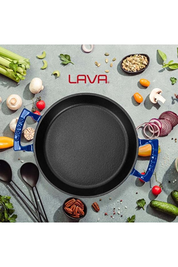 Döküm Yuvarlak Sahan Döküm Demir Yekpare Çift Kulplu Çap(Ø)20cm - 4