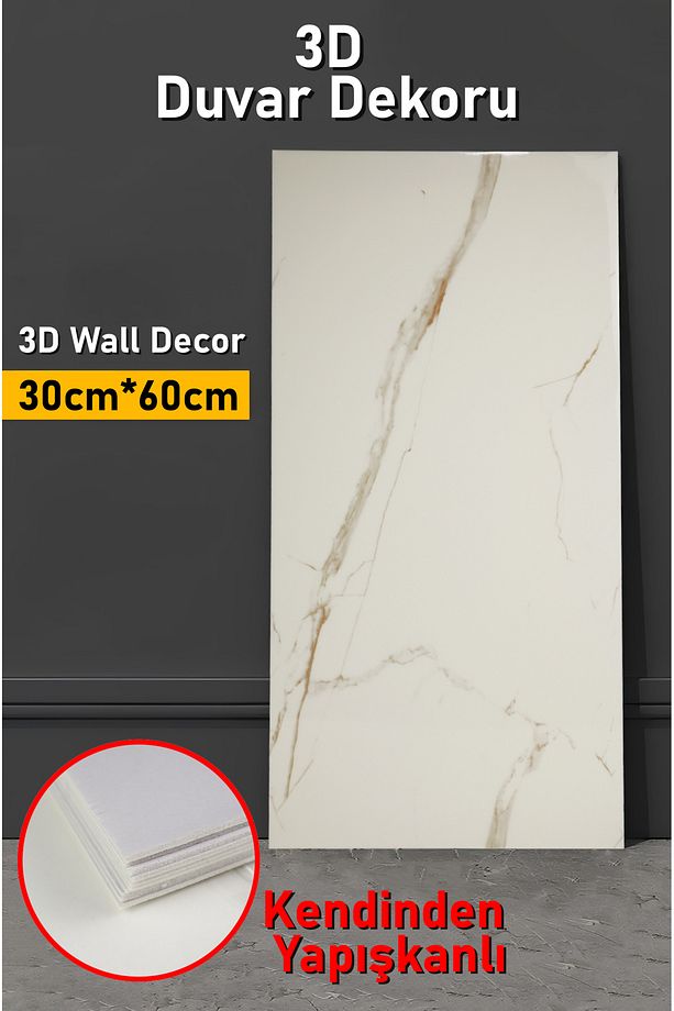 30x60 Modern Dekor Ürünü  Kendinden Yapışkanlı Duvar Fayans İçin 3D 10'lu Paket Mer02 - 1