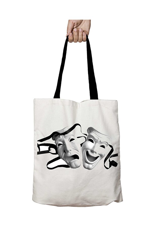 Black Handle Theater Cinema Mask Washable School Shoulder Bag