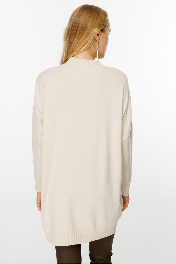Desenli Triko Tunik Ekru - 8