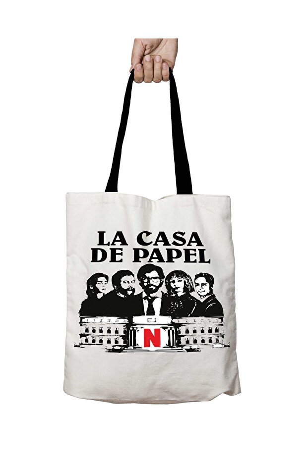 La Casa De Papel Netfilx Washable School Shoulder Bag with Black Handles