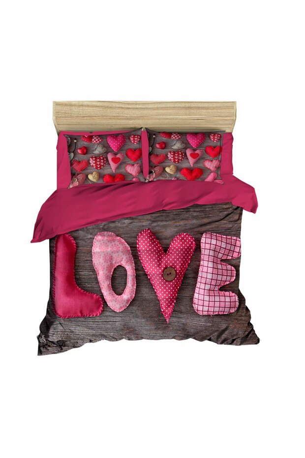 Valentine's Day Lettering 3D Double Duvet Cover Pillow Set