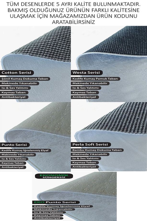 Doku Westa Kaymaz Tabanlı Yıkanabilir Antibakteriyel Dijital Baskı Doku Halı Kilim - 5
