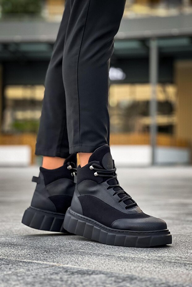 Erkek Bağcıklı Yüksek Taban Bot Günlük Ayakkabı Bot Konforlu - 3