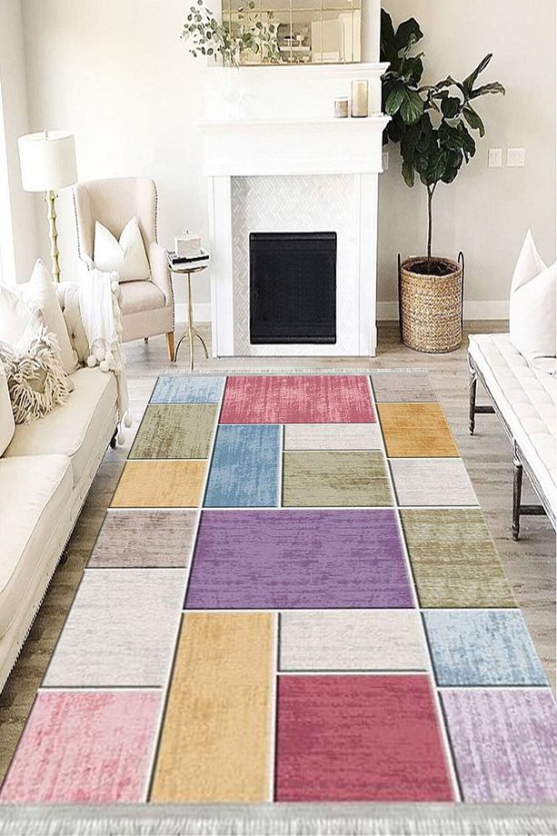 Patchwork Verona Kaymaz Deri Tabanlı Yıkanabilir Antibakteriyel Dijital Baskı Patchwork Halı Yolluk - 1
