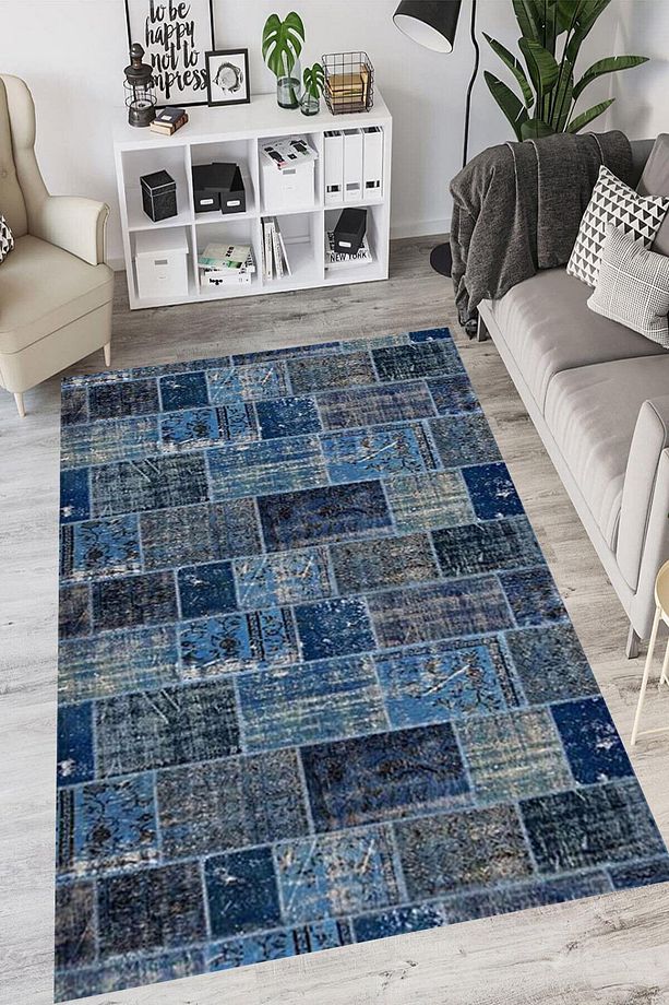 Patchwork Verona Kaymaz Deri Tabanlı Yıkanabilir Antibakteriyel Dijital Baskı Patchwork Halı Yolluk - 2