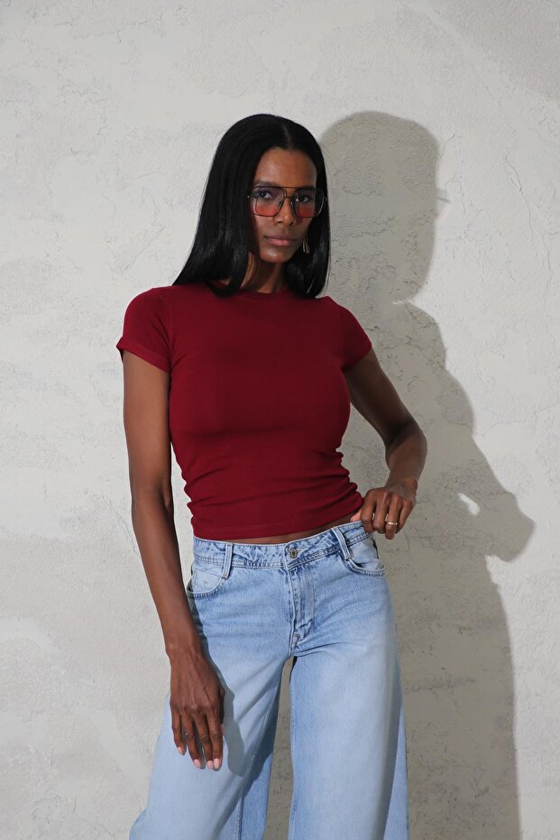 Bordo Soft Touch Bambu Basic Tişört - 1