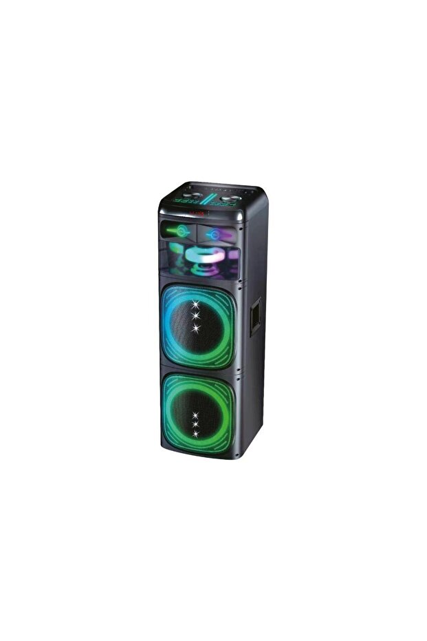 80w Çift Mikrofonlu 12x2 Woofer Ledli Bluetooth Hoparlör Bts-160 - 2