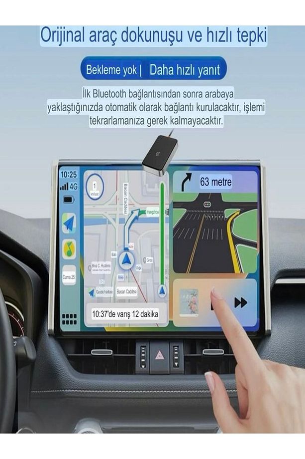 2in1 USB TYPE-C Giriş'li Wireless Kablosuz Apple Android CarPlay Bluetooth Araç Kiti Adaptör - 3