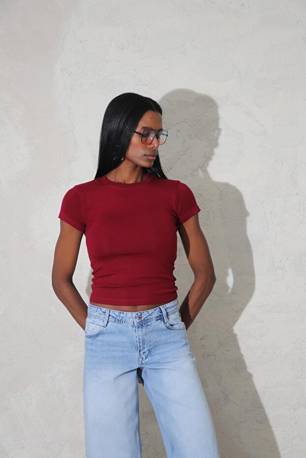 Bordo Soft Touch Bambu Basic Tişört - 6