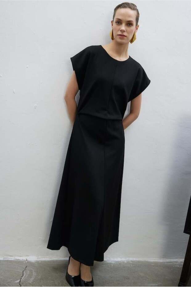 SIFIR KOL ÖRME ELBİSE SİYAH - 3