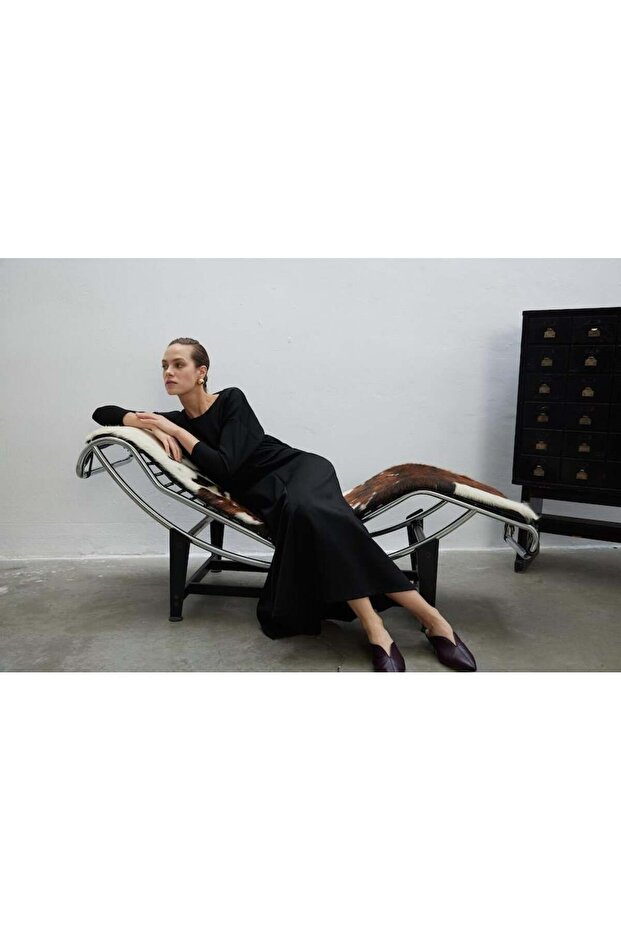 UZUN KOL ÖRME ELBİSE SİYAH - 6