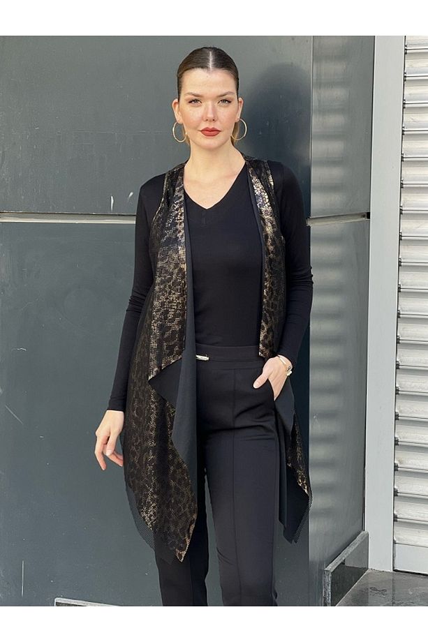 FİLE  VE LEOPAR DETAYLI YELEK - 1