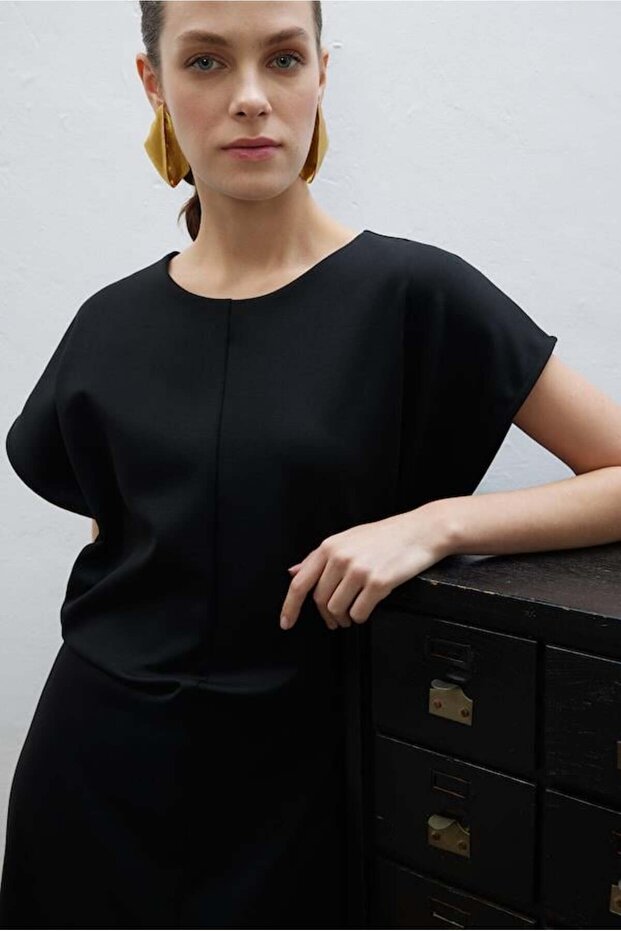 SIFIR KOL ÖRME ELBİSE SİYAH - 5