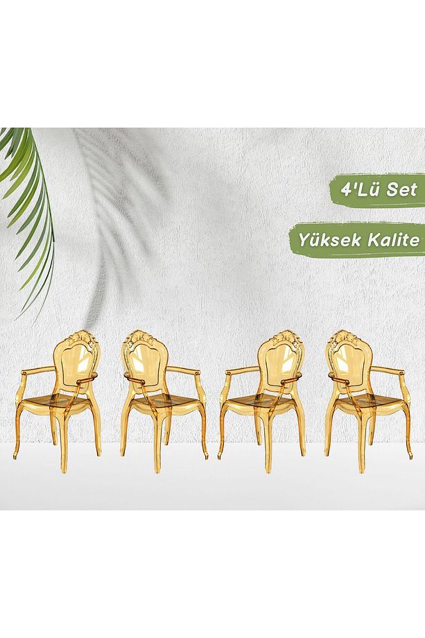 FLORİA  KOLLU POLİKARBON DÜĞÜN SANDALYESİ 4 ADET SET - 3