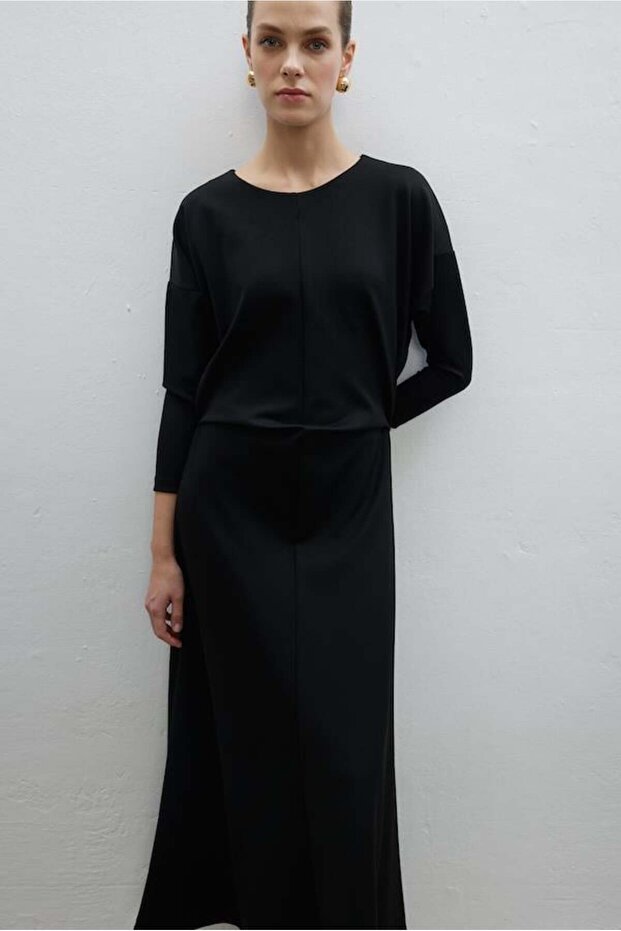 UZUN KOL ÖRME ELBİSE SİYAH - 4